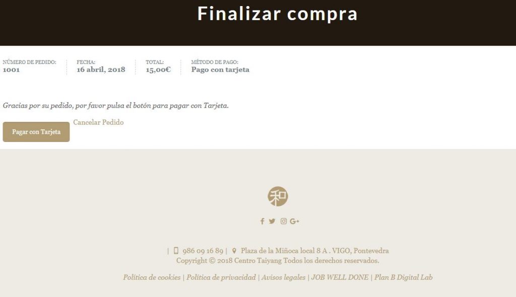 seleccionar forma de pago en tienda online de masajes taiyang vigo paso 3